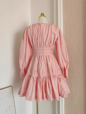 A line V Neckline Long Sleeves Spring Casual Dress Beach Holiday Dresses SD322